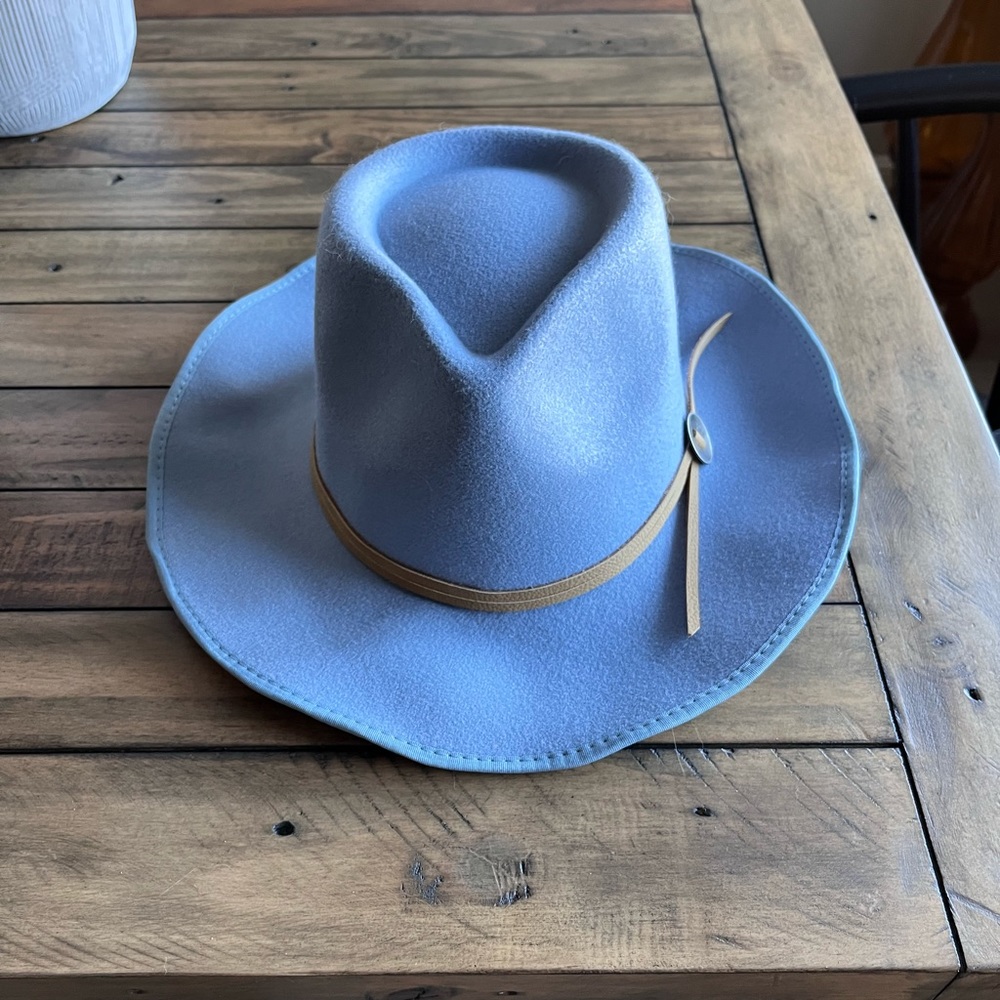 New FRYE Wool Fedora Panama Light Blue Hat